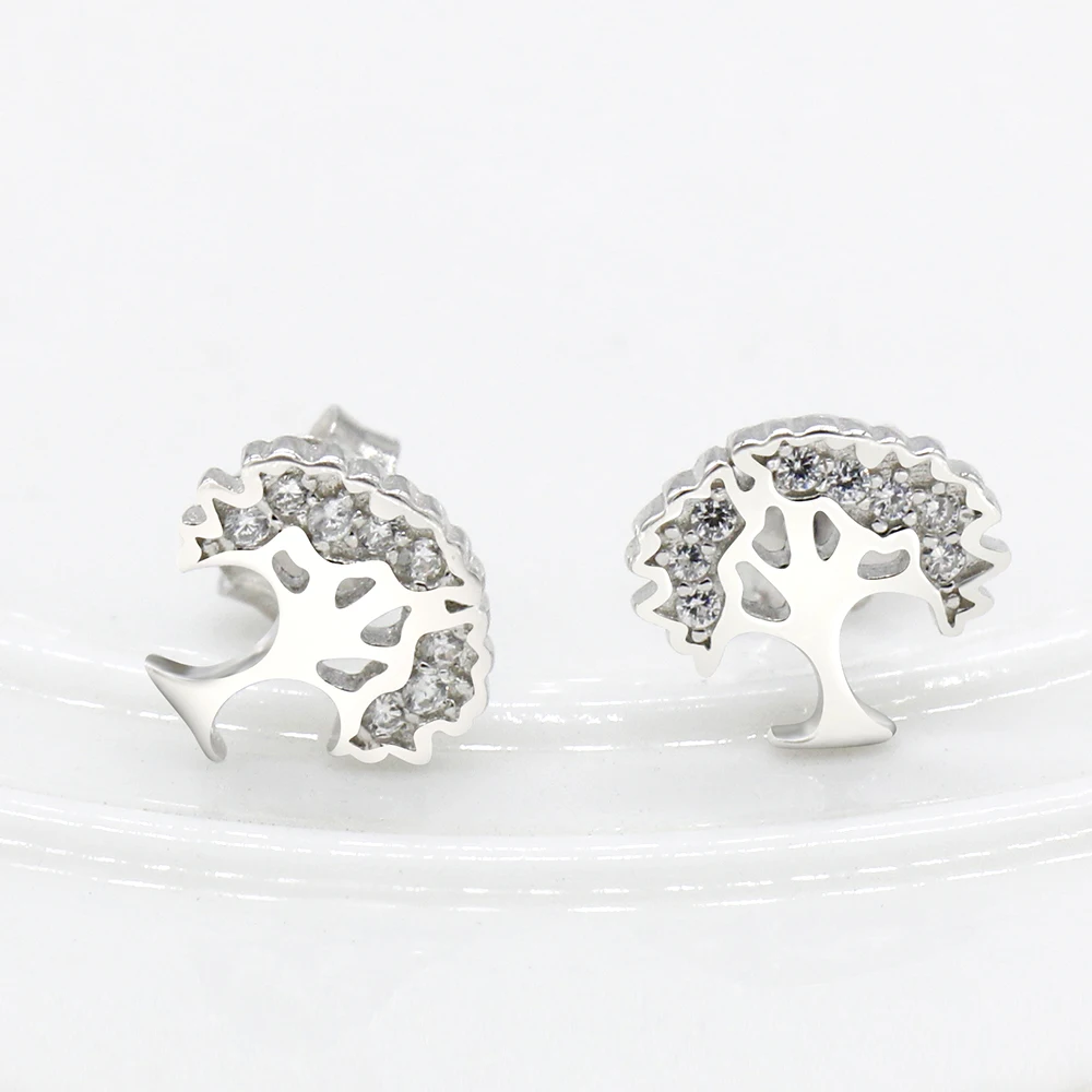 Маленькие серьги-гвоздики из стерлингового серебра 925 пробы с фианитом в виде