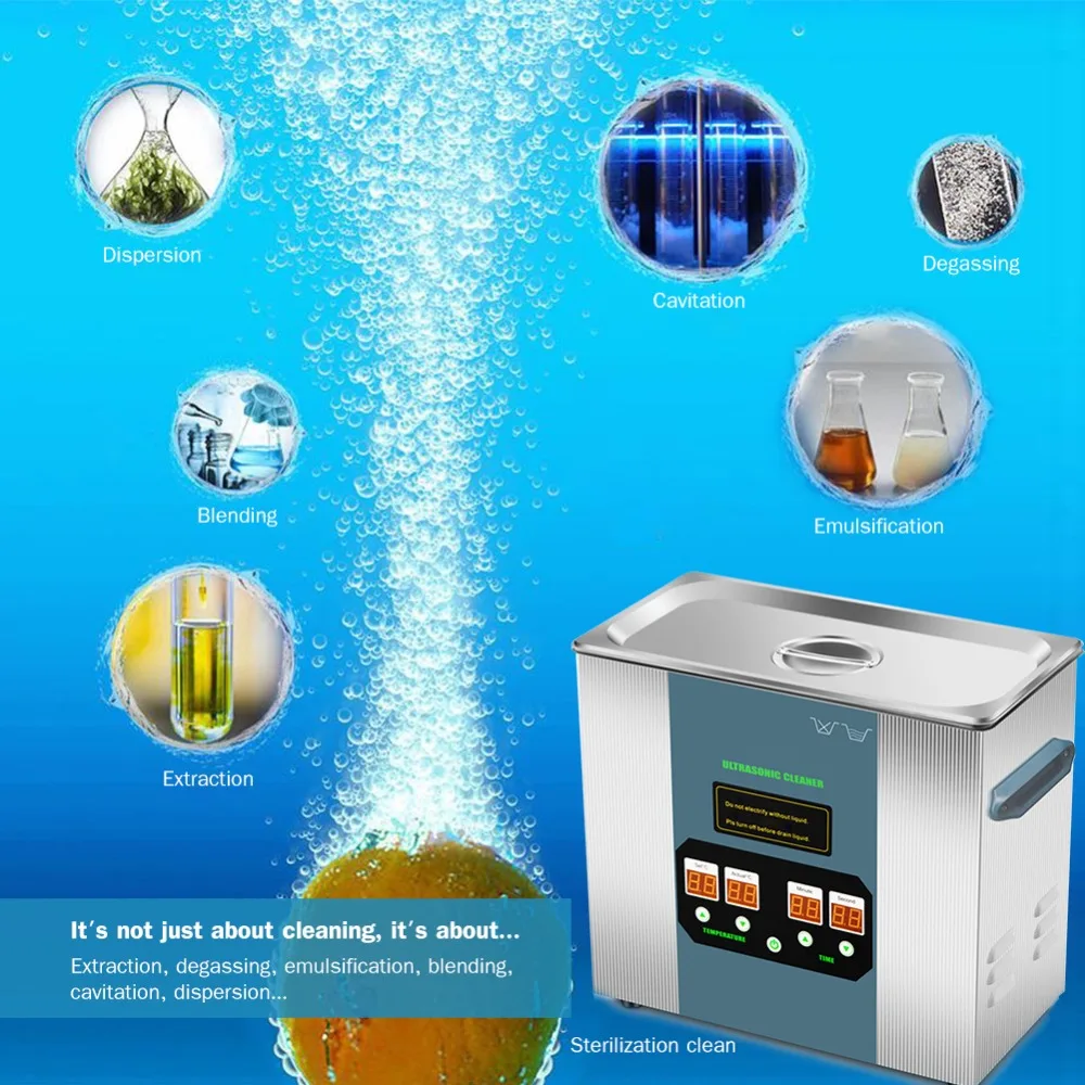 

4.5L Ultrasonic Cleaner Ultrasonic Digital Display Heated Setting Cleaning Machine Stronger 180W Adjustable Ultrasonic Power