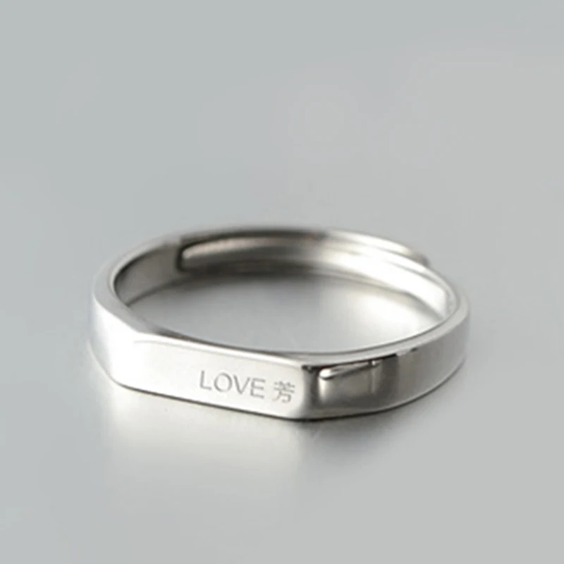 men engrave 925 пробы Серебряное кольцо для влюбленных, классическое простое кольцо для женщин и мужчин, парные свадебные украшения, сделай сам, гравировка - Цвет основного камня: men engrave
