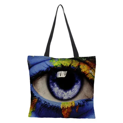 Индивидуальные Высококачественные льняной мешок для покупок сумка с рисунком персонажа двухсторонние печатные складные многоразовые повседневные 43*43 см - Цвет: 05
