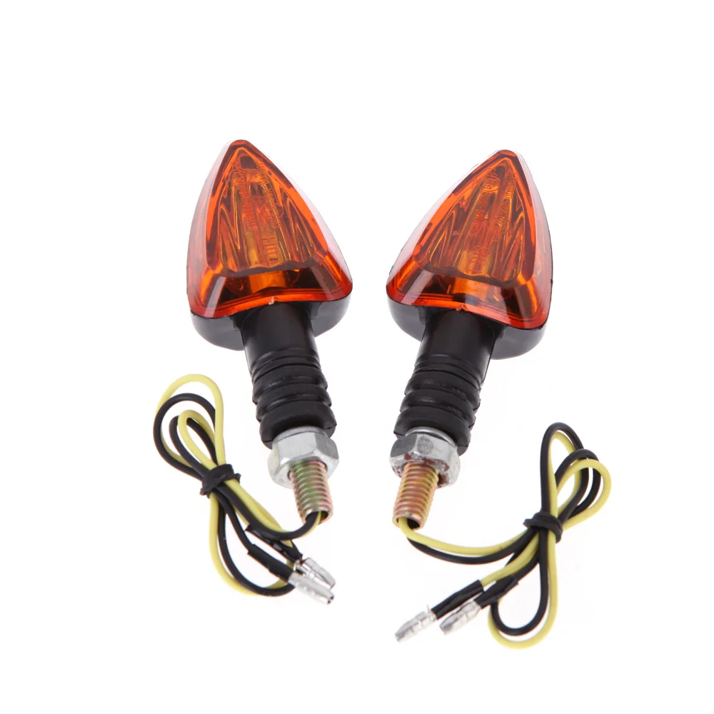 2pcs 12v Mini Motorcycle Motorbike Turn Signal Indicators Arrow Carbon Amber Light |