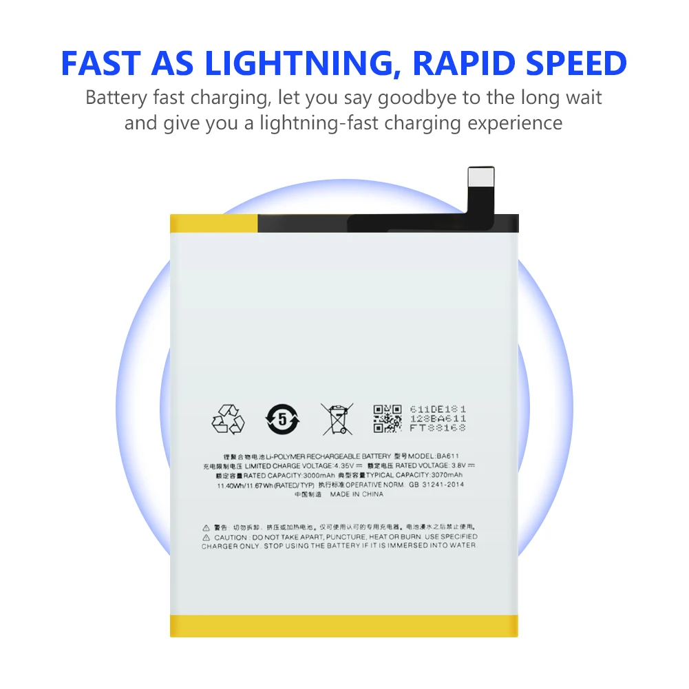 Безопасная зарядка BA611 3070mAh литий ионные аккумуляторы сменные ячейки с