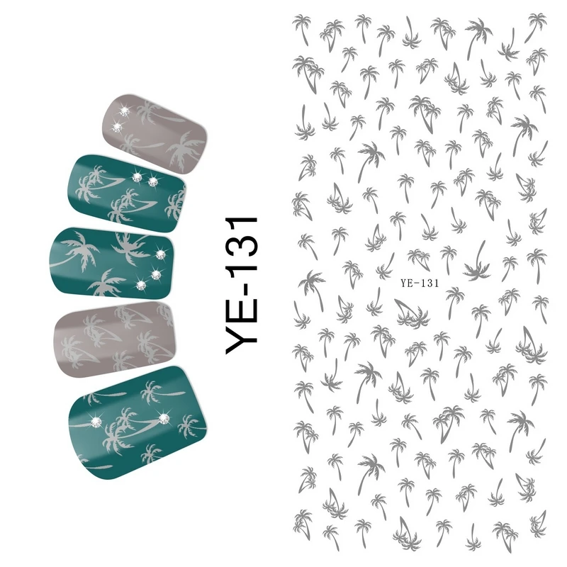 1X водная наклейка наклейки для ногтей пальмовое дерево Черный Коричневый