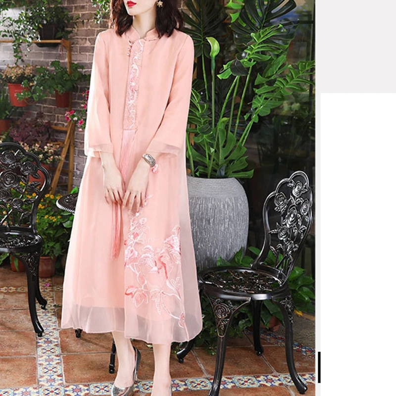 Китайская традиционная одежда платье халат вьетнамское аозай cheongsam элегантный