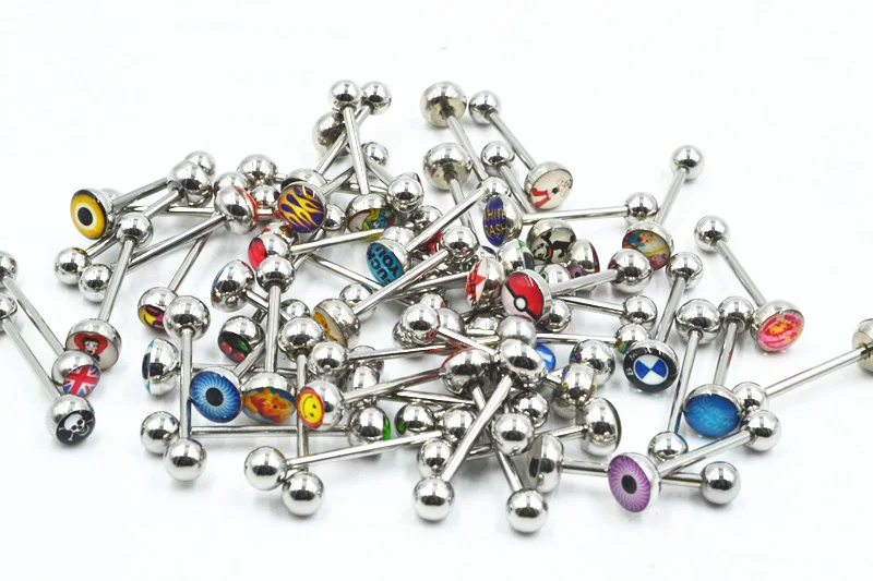 300 шт. логотипы для пирсинга тела язычки колокольчики сосков украшения 14 г Микс