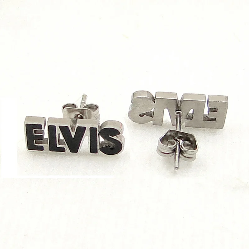 DICARLUN Elvis черные полые серьги с буквами из нержавеющей стали мемориальные украшения Elvis Presley State Мужские t серьги для женщин мужчин