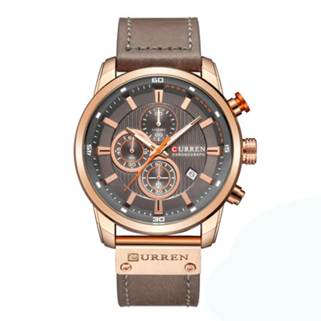 rose gold grey Curren Мужские часы Топ бренд класса люкс классический хронограф Дата мужские наручные часы s армейские военные спортивные Кожа Мужские часы - Цвет: rose gold grey