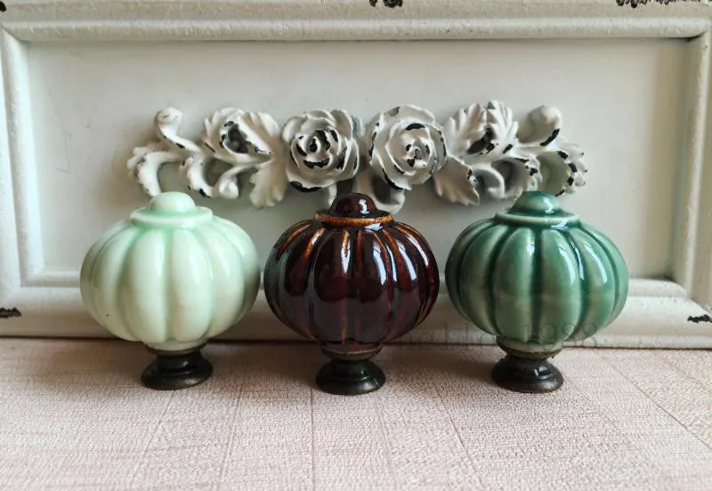 Милые однотонные Кухня Керамика ручка в виде тыквы шкаф буфет комод ящика