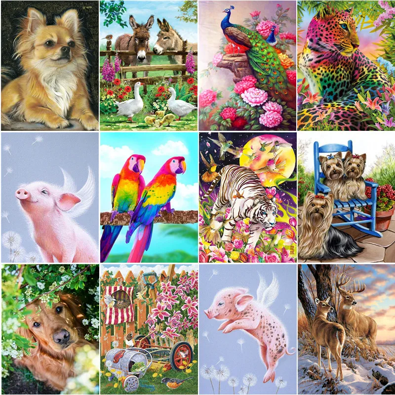 DIY 5d алмазная живопись животные Алмазная мозаика Полный Круглый для украшения