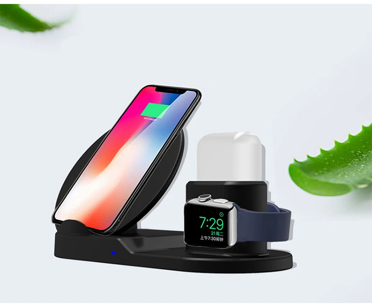 Qi 3 в 1 беспроводной мобильный телефон Быстрая зарядка подставка для iPhone Airpods Apple Watch Зарядное устройство Док-станция для iWatch 1 2 3 4 зарядное устройство s