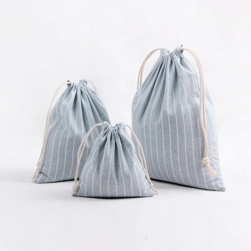 3 Pcs Stripe Portable Drawstring Storage Bags Travel Clothing Shoe Underwear Beam Pouch Sundries Organization Tea Gift | Дом и сад