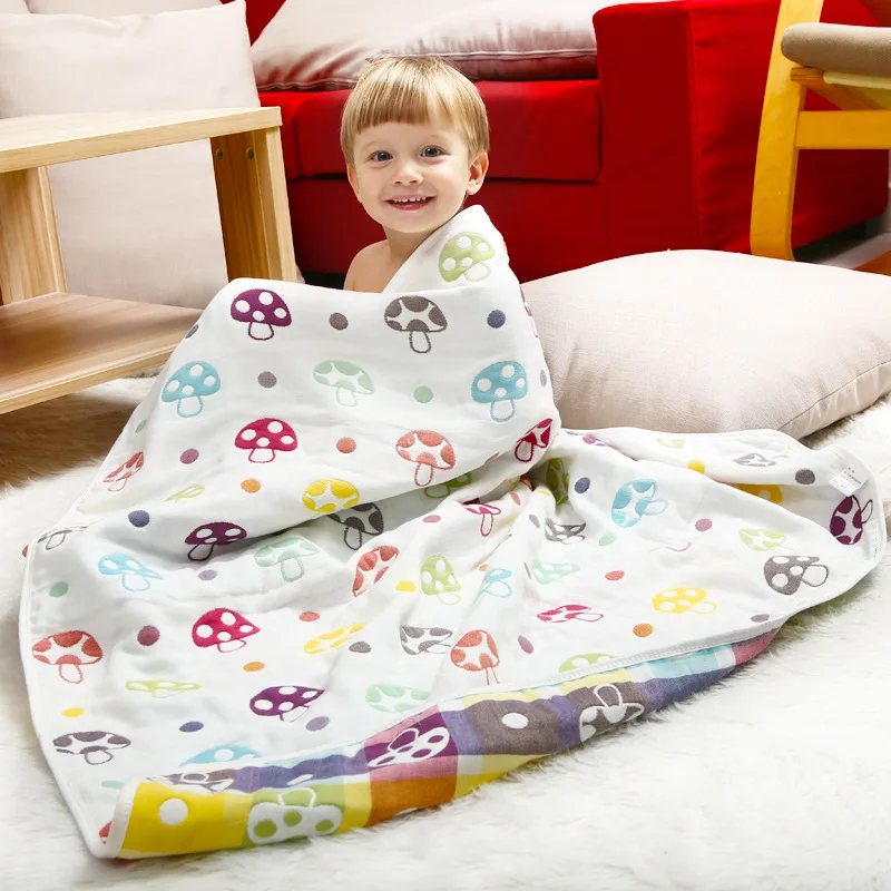 

100*100cm 6-layer Muslin Swaddle Baby Blanket 100% Gauze Cotton Soft Kid Nursing Cover Infant Bath Towel Newborn Anti Kick Quilt