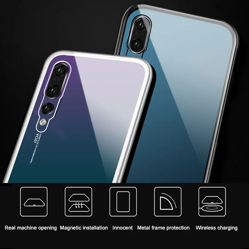 Магнитный адсорбционный чехол для Huawey P20 lite pro Nova 3 металлический корпус задняя