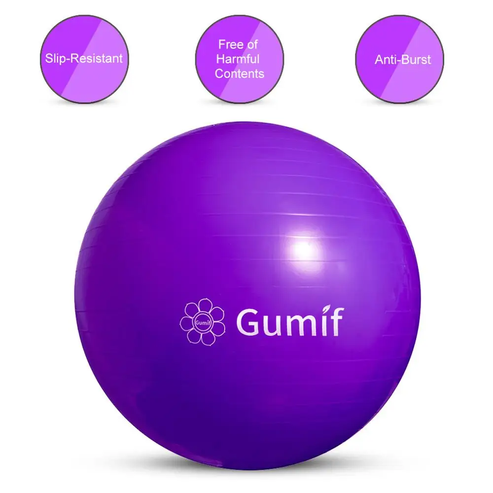 55CM Purple Мяч для йоги, тренажерного зала, тренажеры, мячи для упражнений, баланс Пилатес, сила 55/65 см, воздушный насос - Цвет: 55CM Purple