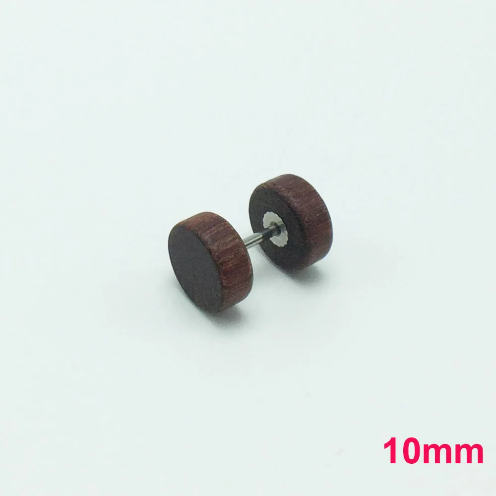 10mm Red Alisouy 1 пара из натурального дерева, Поддельные Украшения для тела, серьги-гвоздики, серьги-гвоздики, натуральные органические искусственные в стиле ретро, Обманщицы, заглушки на гвоздики - Окраска металла: 10mm Red