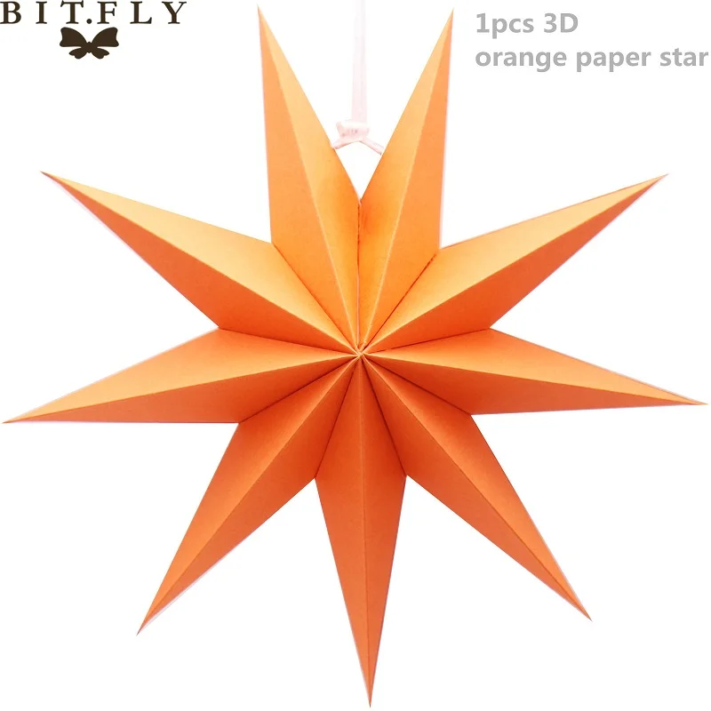 3D orange star Хэллоуин бумажные фонари для декора, вытяжные баннеры, бумажный веер в виде цветка, бумага 3D starsand кисточка для украшения для вечеринки сделанные своими руками принадлежности - Цвет: 3D orange star