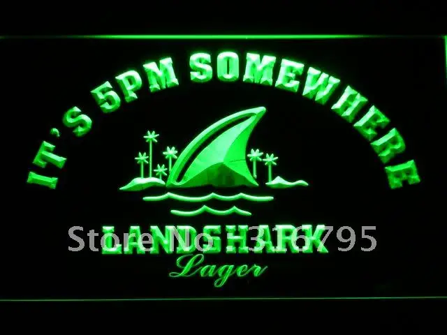 

694 It's 5 pm Somewhere Landshark LED Neon Light Signs with On/Off Switch 20+ Colors 5 Sizes to choose