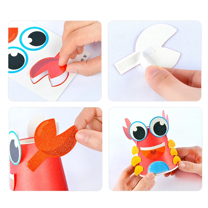 12 шт. детские 3D бумажные стаканчики ручной работы Набор наклеек весь набор