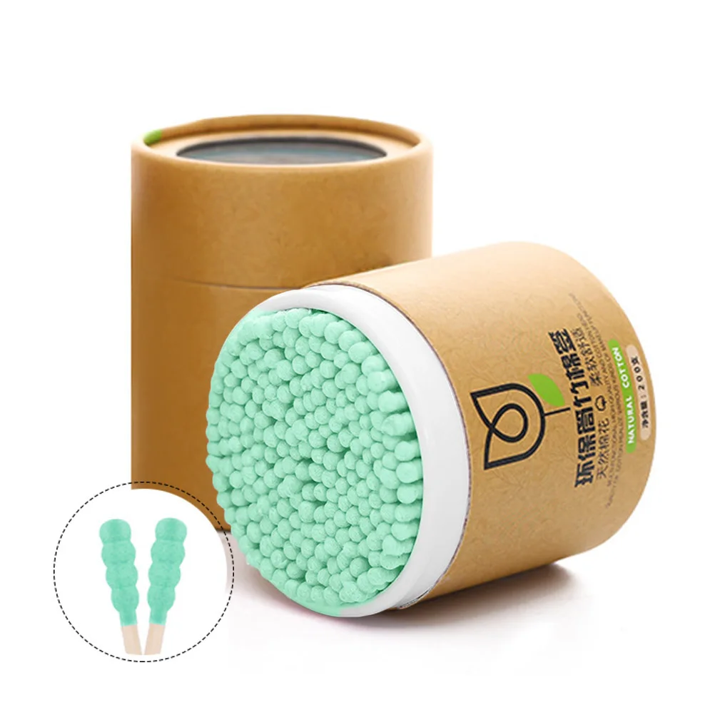 Green 200 шт./упак. двойной головкой ватный тампон для макияжа ватные палочки наконечник для медицинский носовой уши очистки инструменты для здоровья, одноразовые ватные s - Цвет: Green