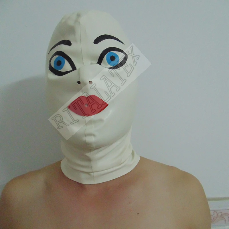 Горячие Продажи Латекс Капот Кукла Резина Латекса Фетиш Голову Капюшон С ноздрю