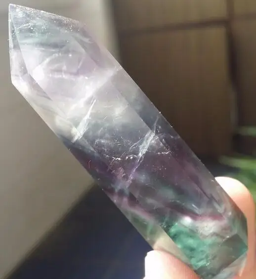 

50g natural colorful fluorite quartz crystal point wand healing