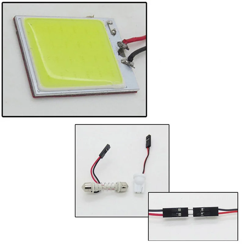 10 шт./лот 12V 6ВТ 48SMD COB светодиодный салона Купол Панель T10 гирлянда светильник
