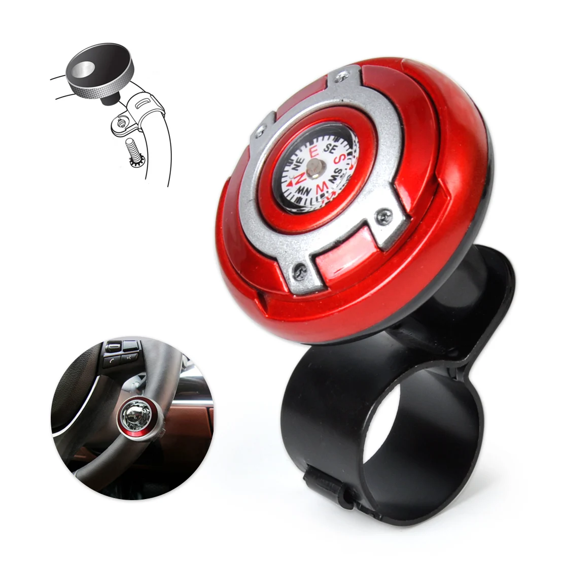 DWCX 2в1 автомобильное колесо ручка на руль Power Ball Control Ручка с навигацией Компас для