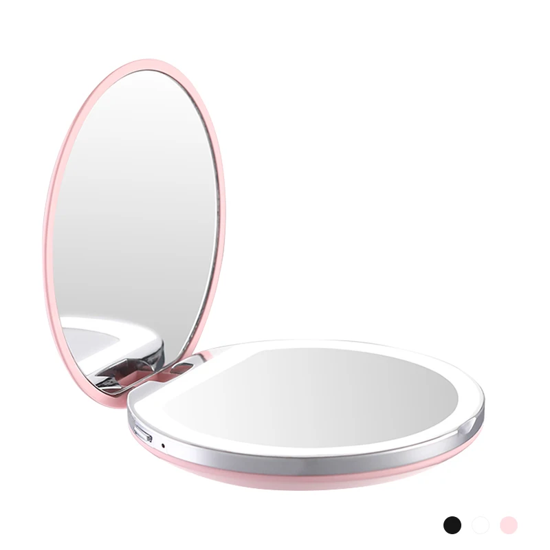 Makeup Mirror-pink Светодиодный мини-зеркало для макияжа 1X 3X увеличительное ручное складное портативное маленькое зеркало Micro USB перезаряжаемое освещение зеркало для макияжа - Цвет: Makeup Mirror-pink