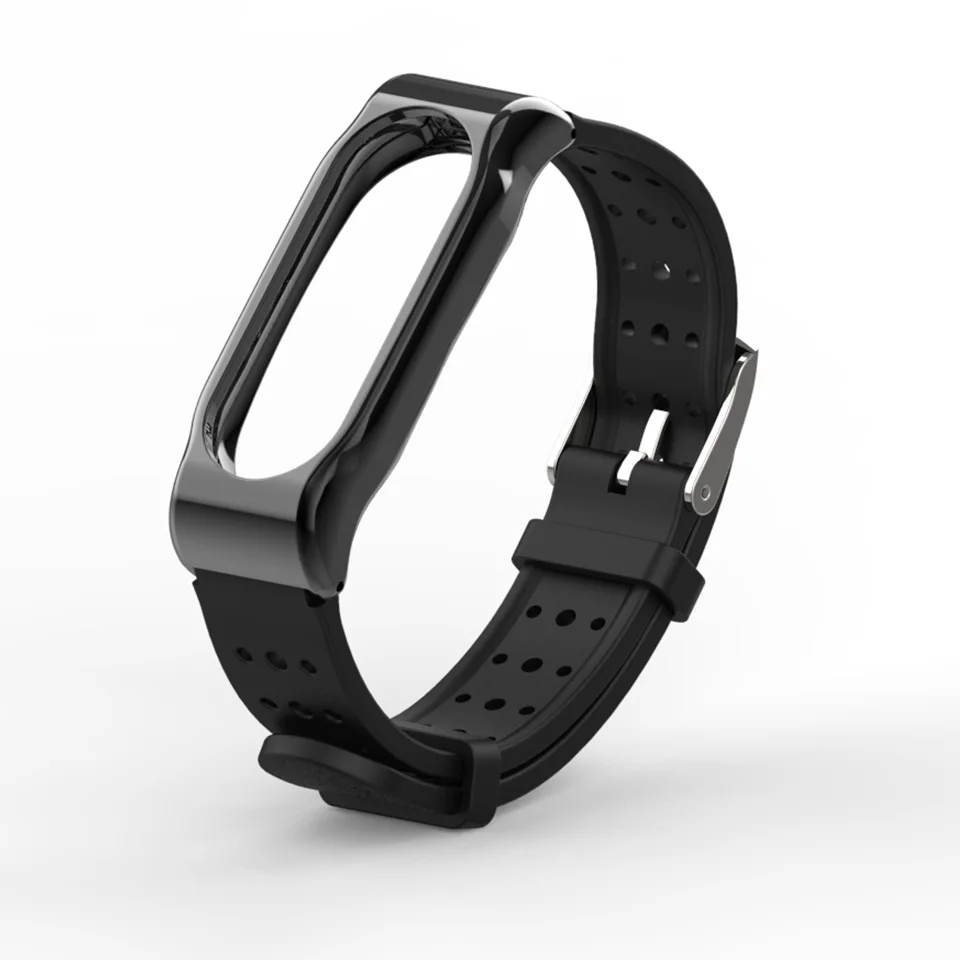 Mi jobs mi Band 2 ремешок спортивный силиконовый браслет для Xiaomi mi Band 2 ремешок смарт-браслет аксессуары браслет mi Band 2 ремешок металлический - Цвет: Черный