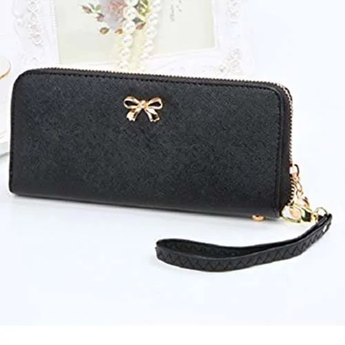 Модный корейский милый кошелек с бантом однотонный переносной для женщин|wallets for