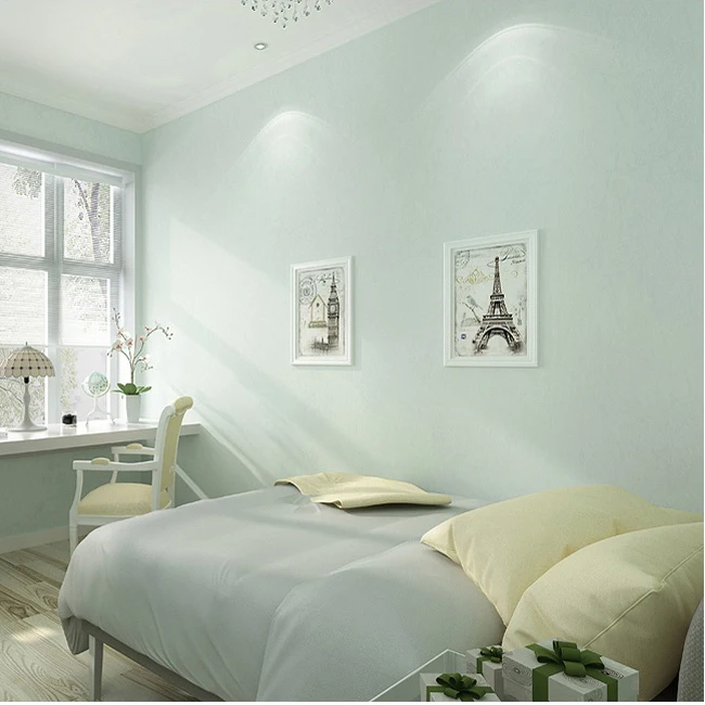 HaokHome Современные однотонные нетканые обои бирюзовые синие современные простая