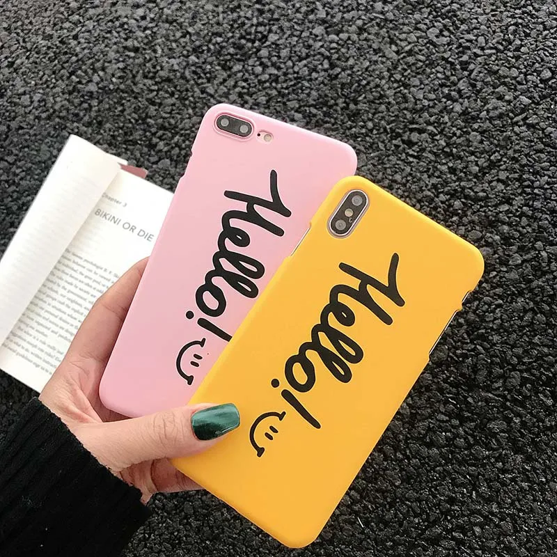 Простой чехол для телефона с английскими буквами hello smile iPhone X XR XS Max 6 6S 7 8 Plus