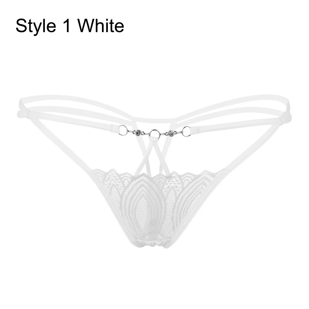 Style 1 White Новинка, женское эротическое белье, сексуальные кружевные трусики с цветами, низкая талия, стринги, прозрачные, Т-образные, трусы, нижнее белье, летние трусы - Цвет: Style 1 White