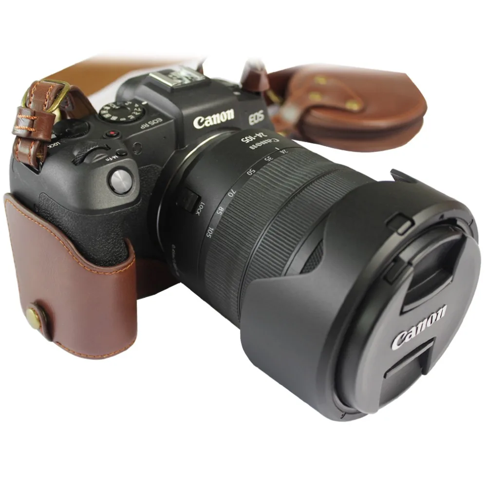 Сумка из искусственной кожи для камеры, чехол на половину тела для камеры Canon EOS RP, нижняя крышка с ремешком на запястье