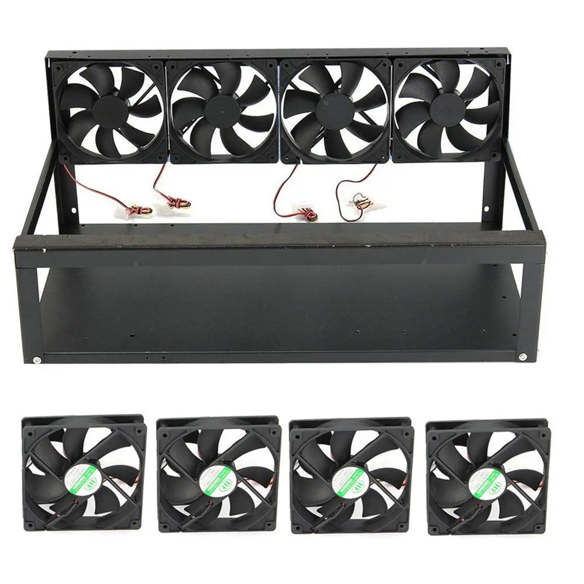 6 GPU 4 вентиляторы Открытый воздух Pro шахтерский компьютер сплав чехол рамка Rig 4 для 6 GPU ETH BTC ZEC эфириума