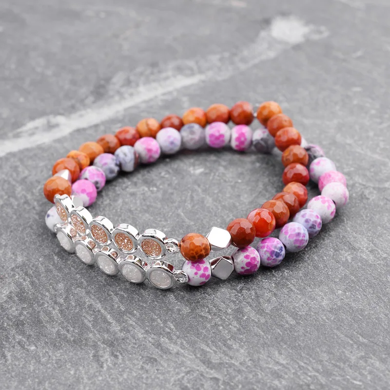 Женский браслет из серебристой и медной меди 7 цветов|Браслеты с шармами| |
