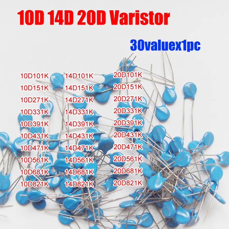 30 valuesx1pc = шт. набор резисторов 10D/14D/20D с зависимости от напряжения и т. д.|resistor chip|kit