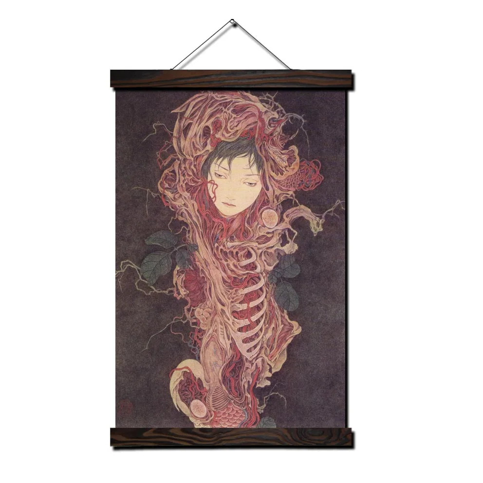 Японское абстрактное искусство девочка с одной рамкой свиток живопись