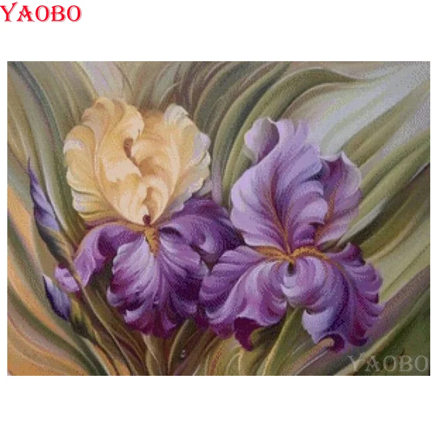DIY Алмазная вышивка Ирис Цветы Узор 5D квадратный круглый горный хрусталь наборы