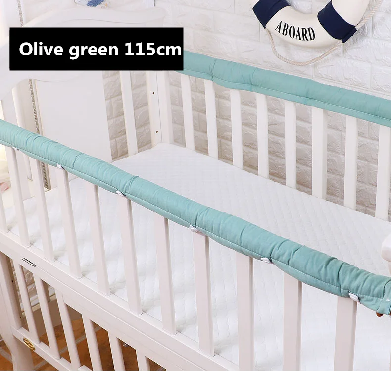 Olive green 115cm 2 шт./набор, однотонный цветной бампер для детской кроватки, утолщенная детская прикроватная Защитная планка, защита от столкновений, защитная планка для младенцев - Цвет: Olive green 115cm