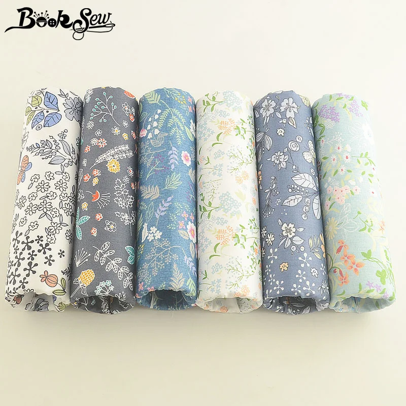 Booksew, с цветочным принтом, хлопок, ткань, 6 шт., 40 см x 50 см, жировые кварталы, подушка для шитья, домашний текстиль, сделай сам, лоскутное шитье, Tissu