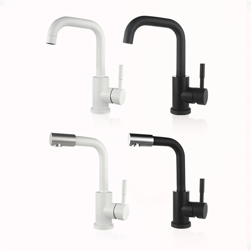 Смеситель для раковины в ванной комнате из нержавеющей стали вращающийся на 360