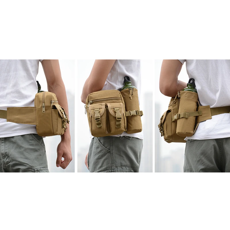 Тактическая поясная сумка с сумкой для бутылки воды Molle, военные армейские поясные сумки для активного отдыха, альпинизма, охоты, велоспорта, спорта