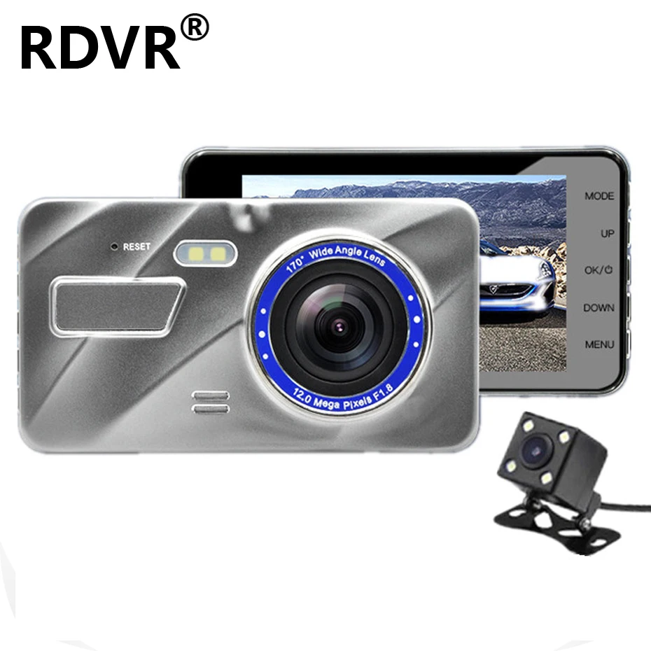 

New Dual Lens Dash Cam Car Dvrs Registrator FHD 1080P 4" IPS with Rear view camera Night Vision Video Recorder Parking Monitor