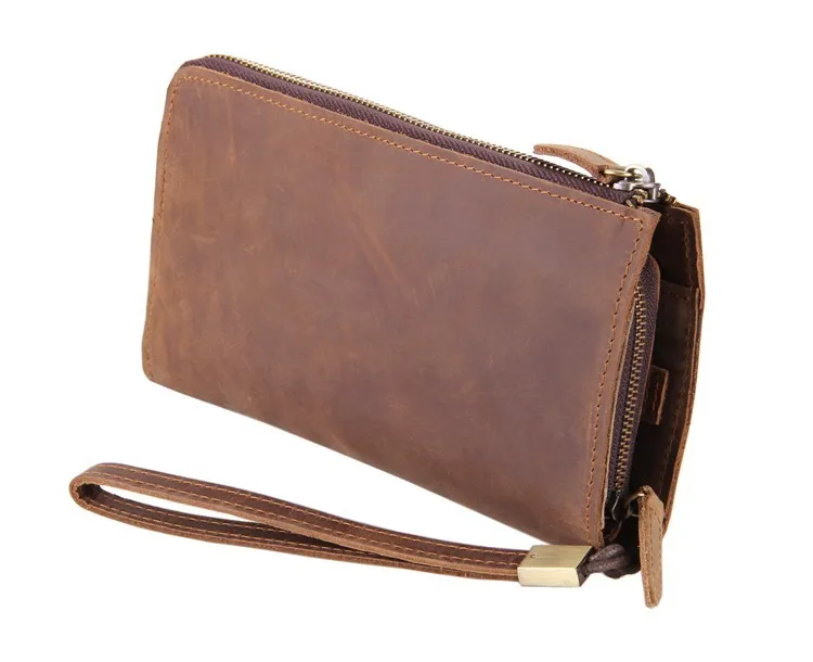Brown J.M.D Классический Коричневый Мужской Кожаный клатч кошелек 8048B - Цвет: Brown