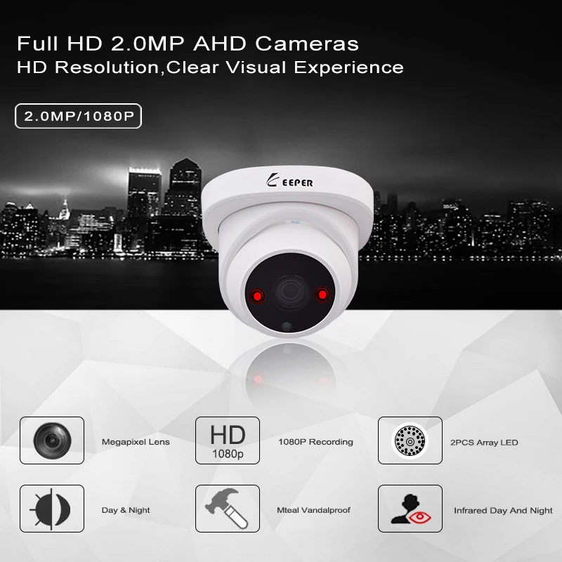 Keeper 3.6MM объектив 1080P 2.0MP VandalProof В помещении AHD камера Ночное видение металл Anti vandal