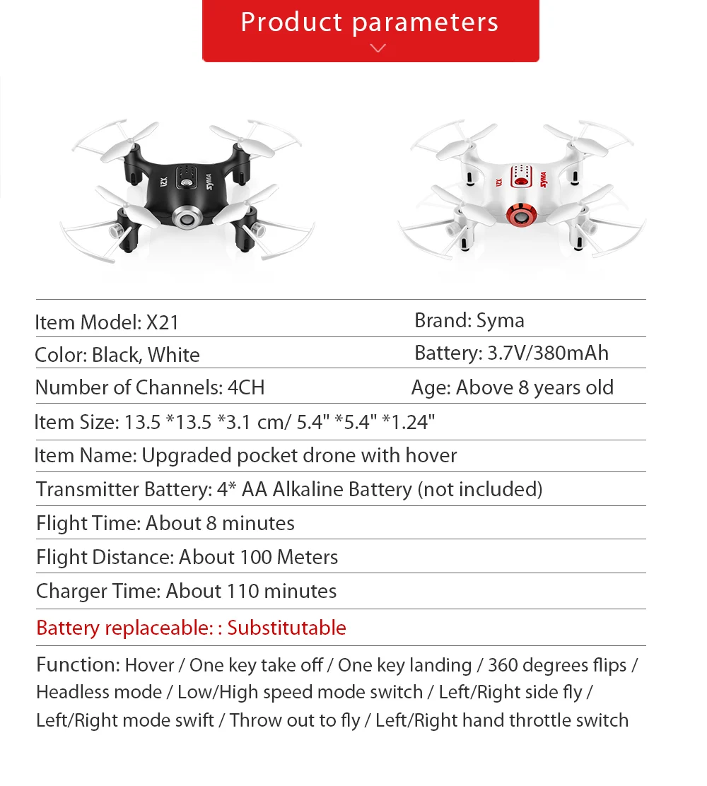 Syma X21 Радиоуправляемый Дрон Квадрокоптер 2,4G 4CH 6-aixs гироскоп пульт дистанционного управления вертолет мини Дрон самолет без камеры игрушки для детей