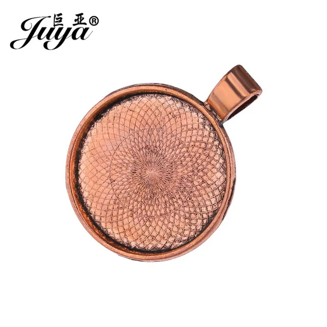 Ancient red JUYA 10 шт. разноцветные 25 мм ожерелье кулон оправа для кабошона, камеи Базовая пустая основа подходит 25 мм Кабошоны Ювелирных изделий - Цвет: Ancient red