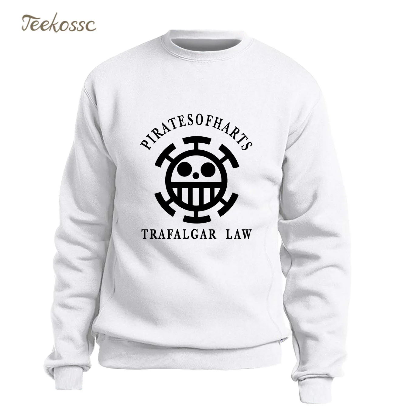 Аниме одна деталь Толстовка мужская Толстовка trafalgar Law флис теплый король пиратов Луффи Crewneck толстовки мужские s белый уличная одежда - Цвет: White 1