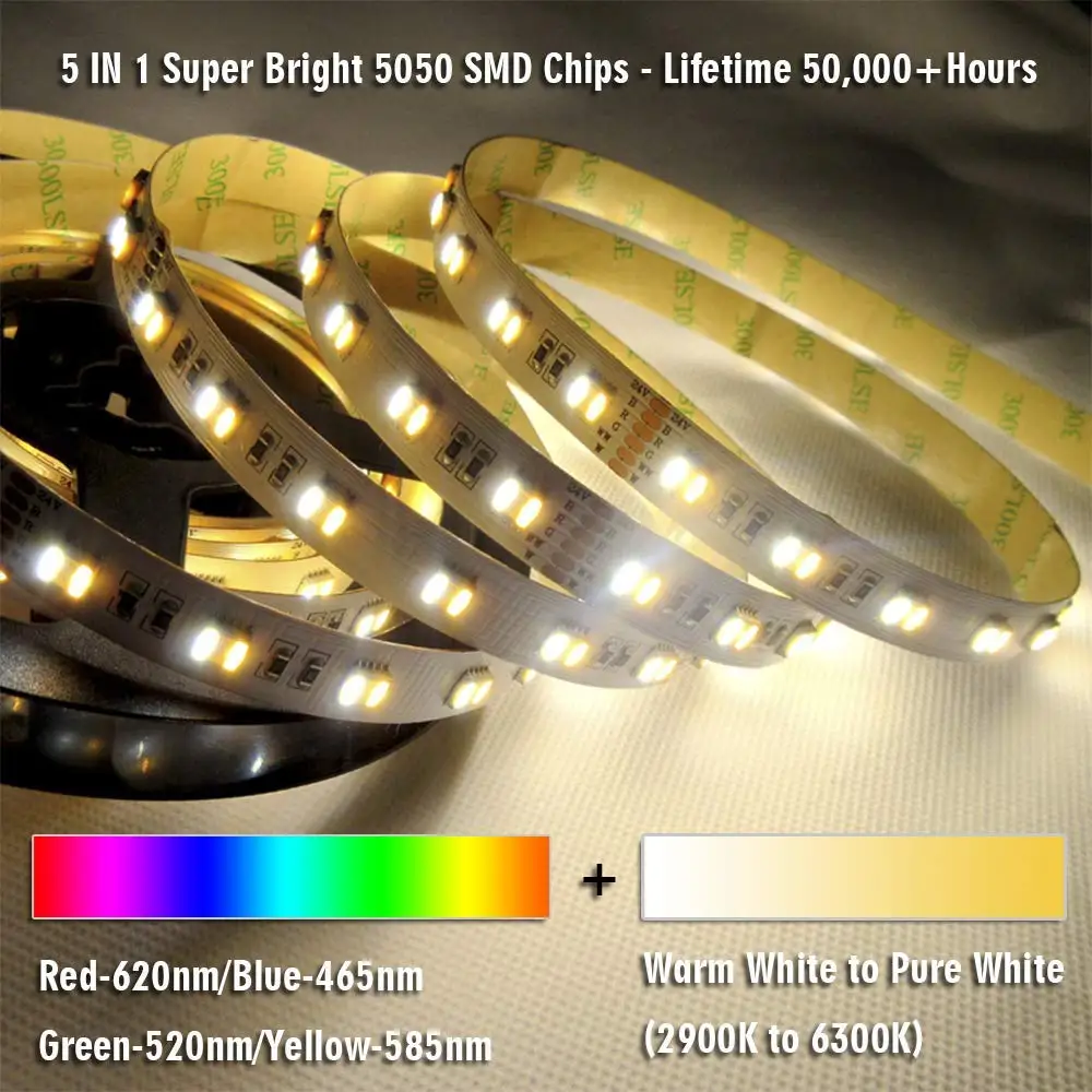24VDC RGB + CCT 5 фишек в 1 супер яркий светодио дный с гибким Светодиодные ленты высокий
